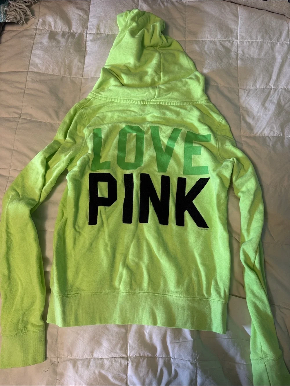 PINK Victoria's Secret Neon Lime Green Lounge Joggers & Zip Sweatshirt